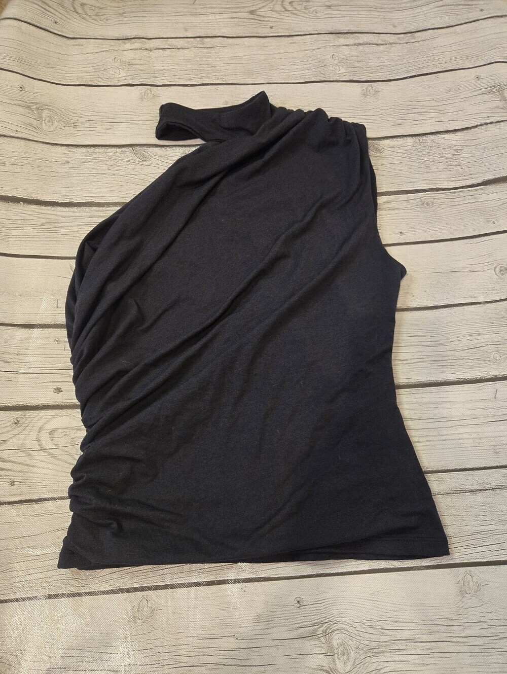 Abercrombie & Fitch One Shoulder Ruched Top Black Modal Blend Medium - Picture 5 of 7